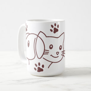 Cute Cat and Dog Line Coffee Mug