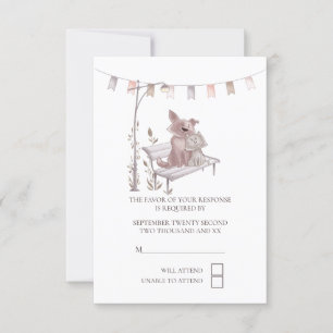 Cute Cat And Dog on Park Bench RSVP Wedding