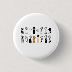 cute cat and dog paws 3 cm round badge