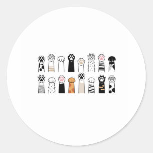 cute cat and dog paws classic round sticker