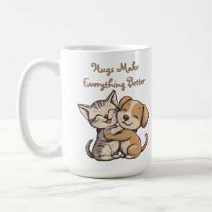 Cute cat and dog puppie best friends coffee mug