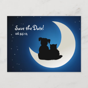 Cute Cat and Dog - Save the Date postcard
