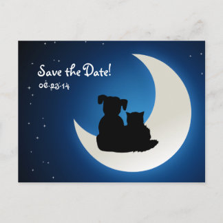 Cute Cat and Dog - Save the Date postcard