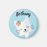 Cute Cat and Flowers Dotty Personalised