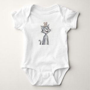 Cute Cat and Happy Mouse Best Friends Baby Bodysuit