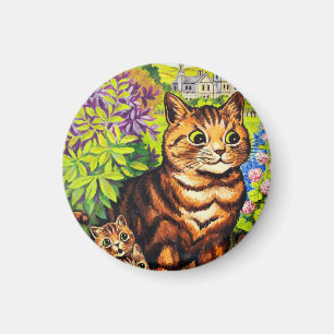 Cute cat and kittens drawing by Louis Wain Magnet
