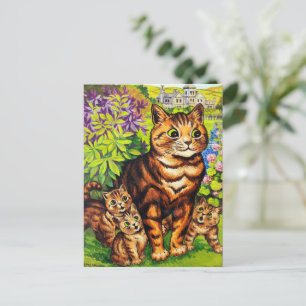 Cute cat and kittens drawing by Louis Wain Postcard