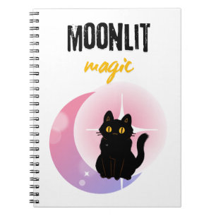 cute cat and moon notebook