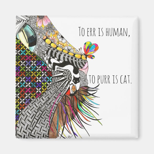 Cute Cat and Mouse Illustration Magnet (Front)