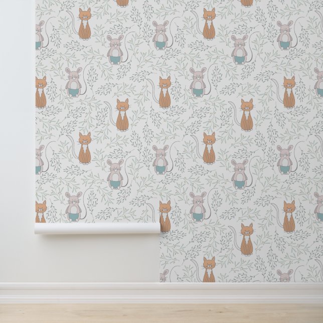 Cute Cat and Mouse Pattern Wallpaper (Application)