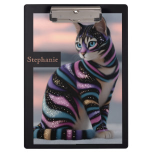 Cute Cat and Personalised Name Design Clipboard