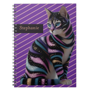 Cute Cat and Personalised Name Design Notebook