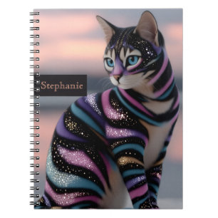 Cute Cat and Personalised Name Design Notebook
