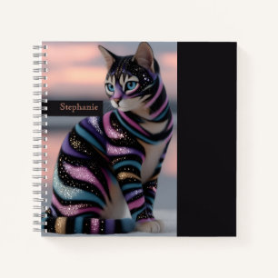 Cute Cat and Personalised Name Design Notebook