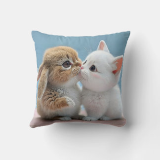 Cute cat and rabbit pillow cushion
