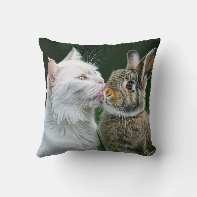 Cute cat and rabbit pillow cushion (Back)