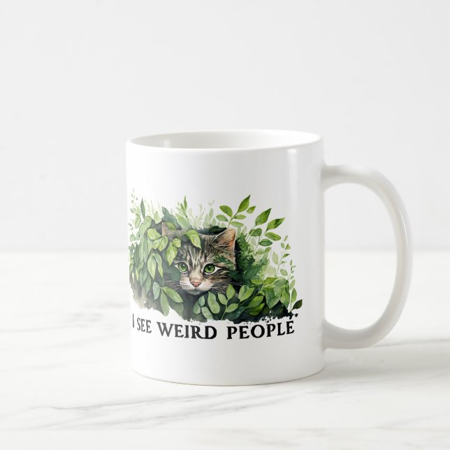 Cute Cat and Weird People Quote Coffee Mug (Right)