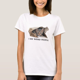 Cute Cat and Weird People Quote T-Shirt