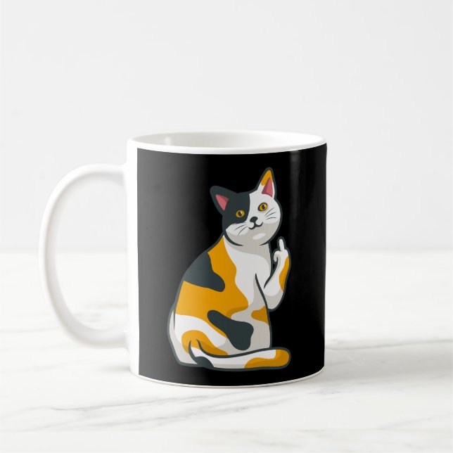 Cute Cat Animal Flipping You Off Middle Finger Des Coffee Mug (Left)