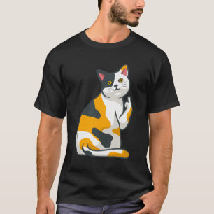 Cute Cat Animal Flipping You Off Middle Finger Des T-Shirt