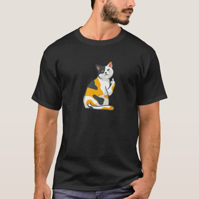 Cute Cat Animal Flipping You Off Middle Finger Des T-Shirt (Front)