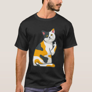 Cute Cat Animal Flipping You Off Middle Finger Des T-Shirt