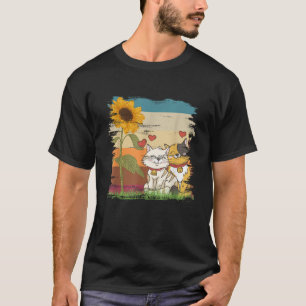 Cute Cat Animal Yellow Flowers Florist Gift Retro  T-Shirt