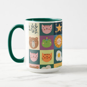 Cute Cat Animals Patcwork  Mug