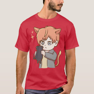 Cute Cat Anime Otaku Girl Aesthetic Japan Culture T-Shirt
