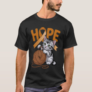 Cute Cat Appendix Cancer Awareness Orange Ribbon T-Shirt