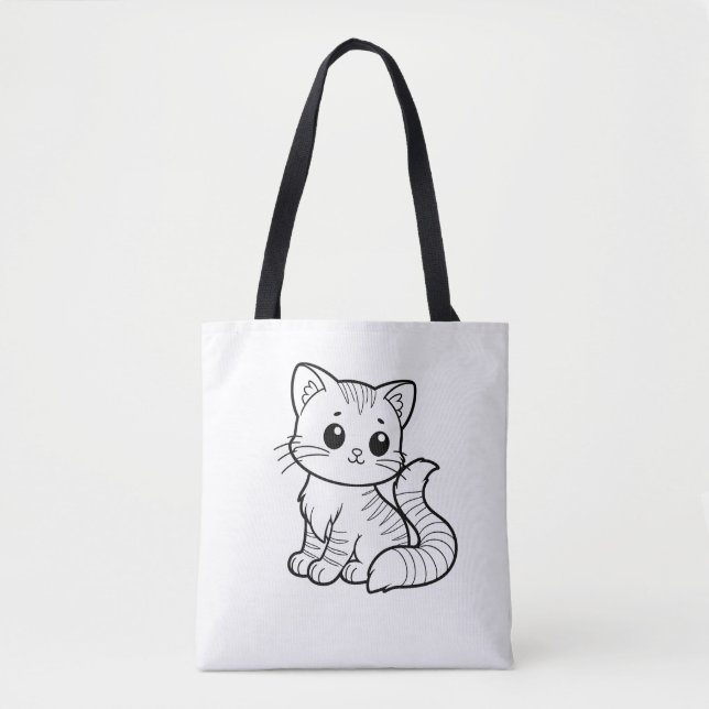 CUTE CAT ART DESIGN  TOTE BAG (Front)