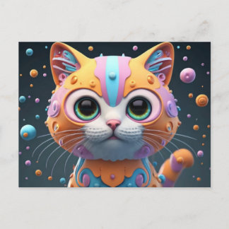 Cute Cat Art Kitten Funny Animal Cats Holiday Postcard