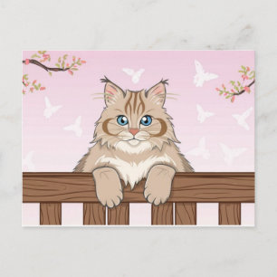 Cute Cat Art Kitten Funny Animal Cats  Holiday Postcard