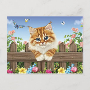 Cute Cat Art Kitten Funny Animal Cats Holiday Postcard
