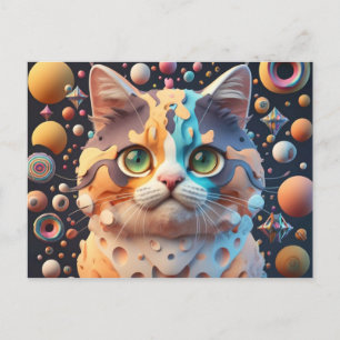 Cute Cat Art Kitten Funny Animal Cats Holiday Postcard