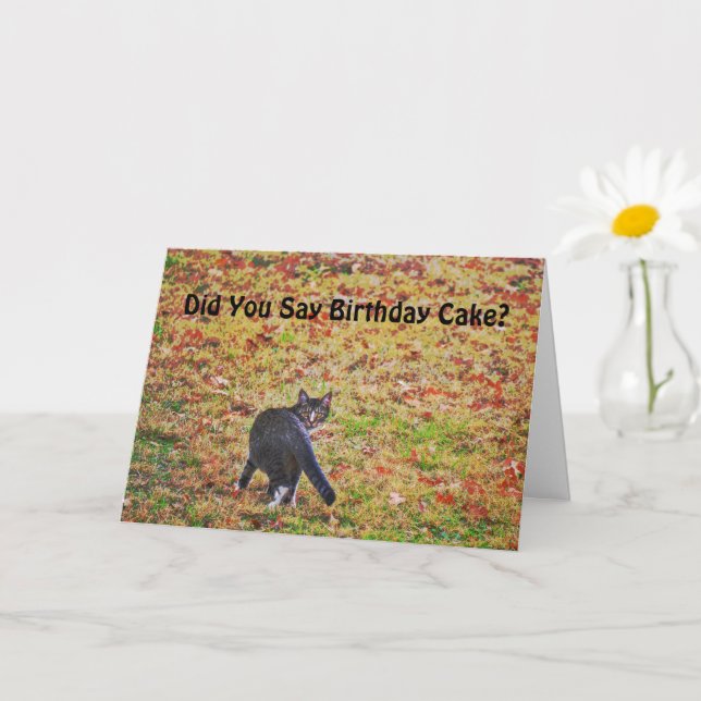 Cute Cat Art Pun Funny Birthday Card (Small Plant)
