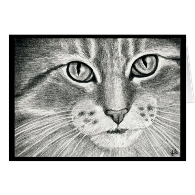 Cute cat art realism pencil drawing (Front Horizontal)