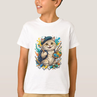 Cute Cat Artist - Back To School Art T-Shirt
