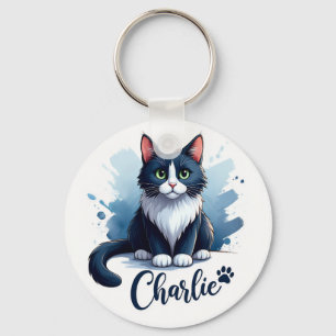 Cute Cat Artwork Keychain – Gift for Animal Lovers