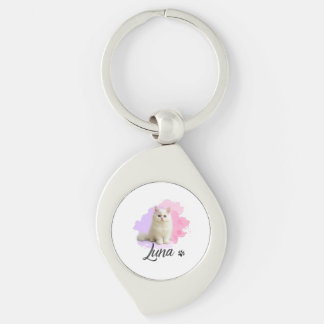Cute Cat Artwork Metal Kaychain – Luna Key Ring