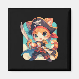 Cute Cat As Pirate Kawaii Anime Magnet