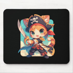 Cute Cat As Pirate Kawaii Anime Mouse Mat