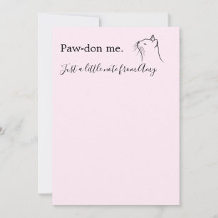 Cute cat asking "Pardon me" pink Card