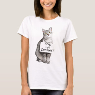 Cute Cat asks I can Has Cookies? T-Shirt