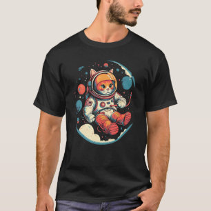 Cute Cat Astronaut in Space Celestial Gifts T-Shirt