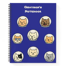 Cute Cat Astronaut Personalised School Notebook