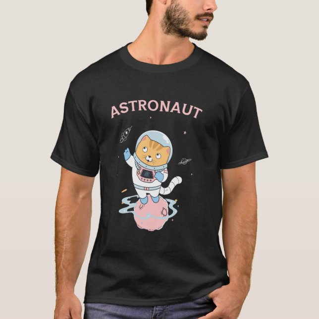 Cute Cat Astronaut - Space Adventure Design T-Shirt (Front)