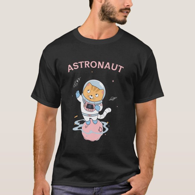 Cute Cat Astronaut - Space Adventure Design T-Shirt (Front)