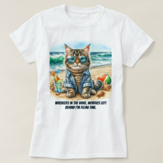Cute Cat at the Beach Cat Lovers T-Shirt