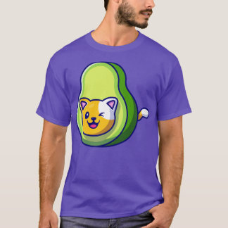 Cute Cat Avocado Cartoon T-Shirt